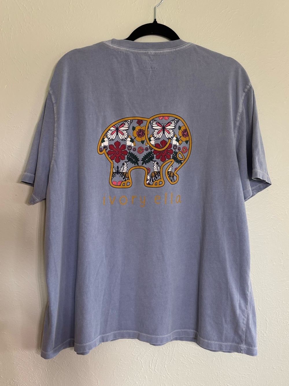 ivory ella Lavender Short Sleeve Tee with Floral Elephant Graphic